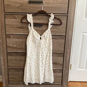 Bardot Cream Floral Ruffle Strap Mini Dress